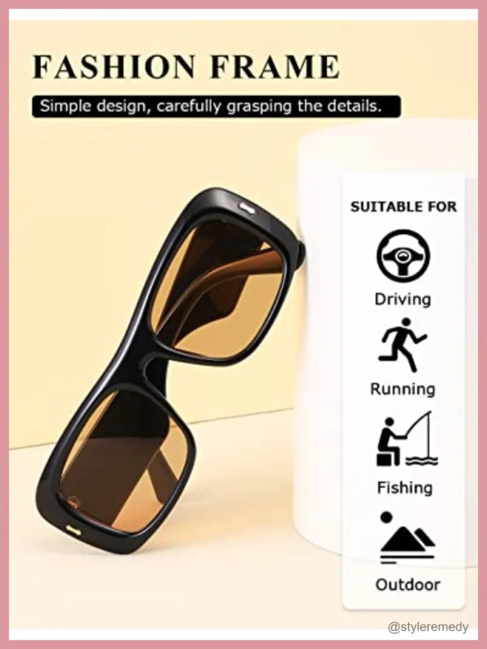 Y2K Oversized Square Sunglasses Thick Frame Lightweight